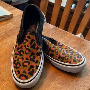 Vans Suede and Canvas Ultra Cush Slip Ons Leopard